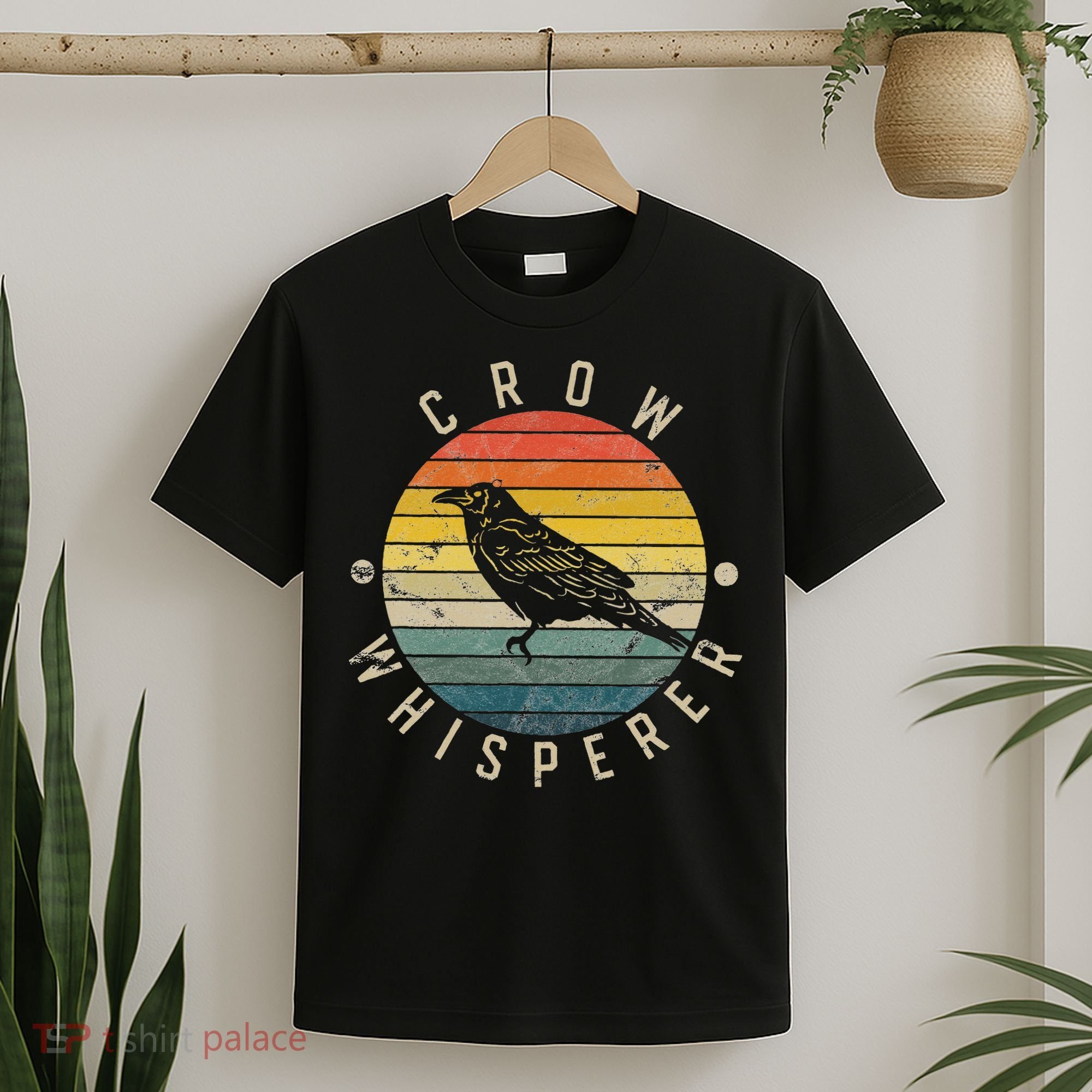Crow Whisperer Vintage Sunset Cute Raven T-Shirt