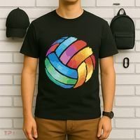 Colorful Watercolor Vollyball T-Shirt thumb 6