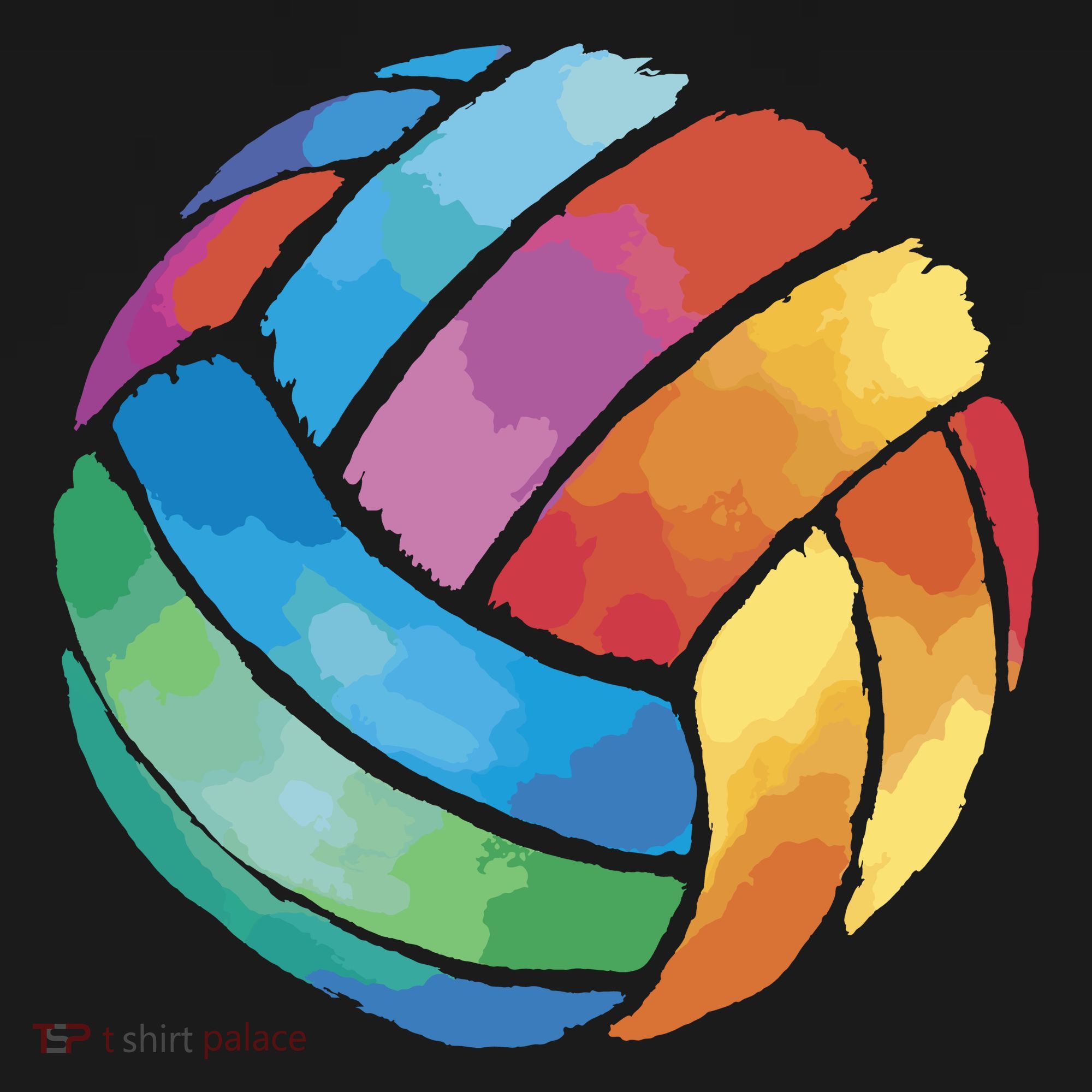 Colorful Watercolor Vollyball T-Shirt
