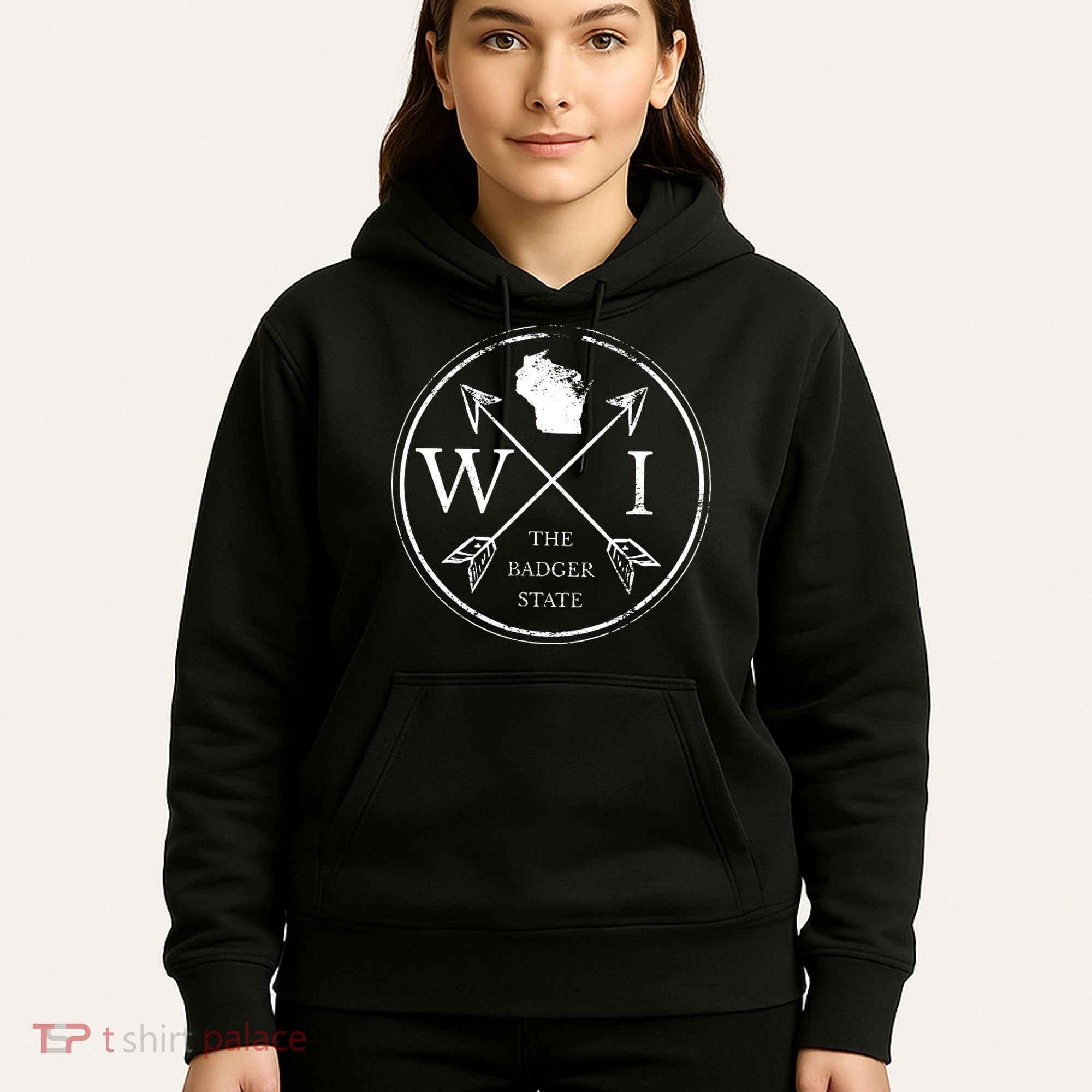 Cute Wisconsin Wi The Badger State Map Wisconsin Hoodie
