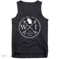 Cute Wisconsin Wi The Badger State Map Wisconsin Tank Top thumb 0