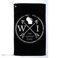 Cute Wisconsin Wi The Badger State Map Wisconsin Golf Towel thumb 0