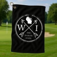 Cute Wisconsin Wi The Badger State Map Wisconsin Golf Towel thumb 1