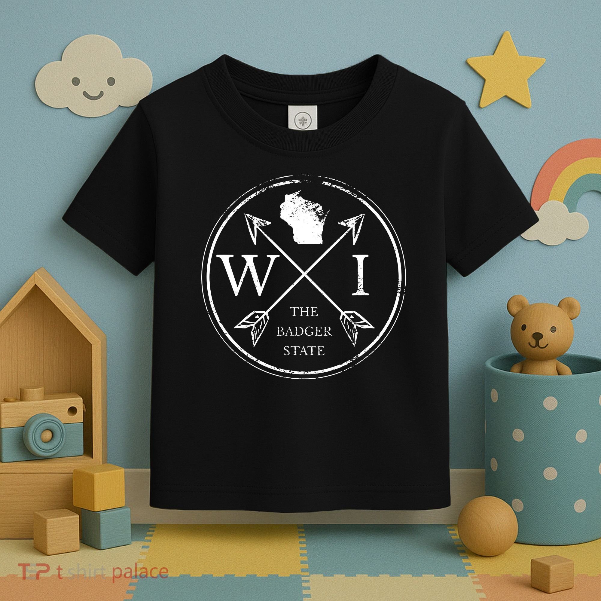 Cute Wisconsin Wi The Badger State Map Wisconsin Toddler T-Shirt