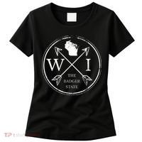 Cute Wisconsin Wi The Badger State Map Wisconsin Women's T-Shirt thumb 0