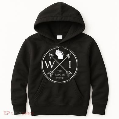 Cute Wisconsin Wi The Badger State Map Wisconsin Kids Hoodie