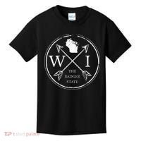 Cute Wisconsin Wi The Badger State Map Wisconsin Kids T-Shirt thumb 0