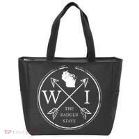 Cute Wisconsin Wi The Badger State Map Wisconsin Tote Bag thumb 0
