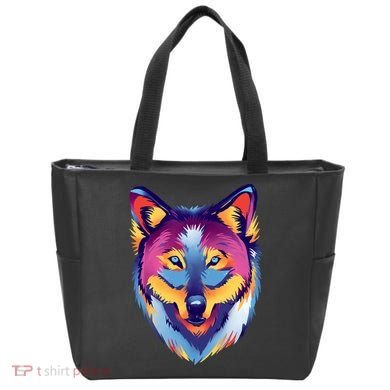 Colorful Wolf Wild Animal Tote Bag