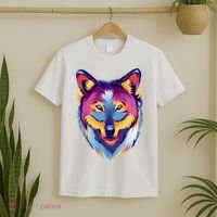 Colorful Wolf Wild Animal T-Shirt thumb 2