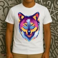 Colorful Wolf Wild Animal T-Shirt thumb 3