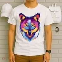 Colorful Wolf Wild Animal T-Shirt thumb 6