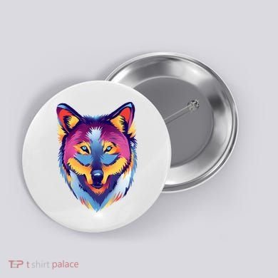 Colorful Wolf Wild Animal Button