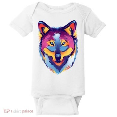 Colorful Wolf Wild Animal Baby Bodysuit