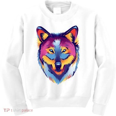 Colorful Wolf Wild Animal Kids Sweatshirt