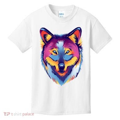 Colorful Wolf Wild Animal Kids T-Shirt