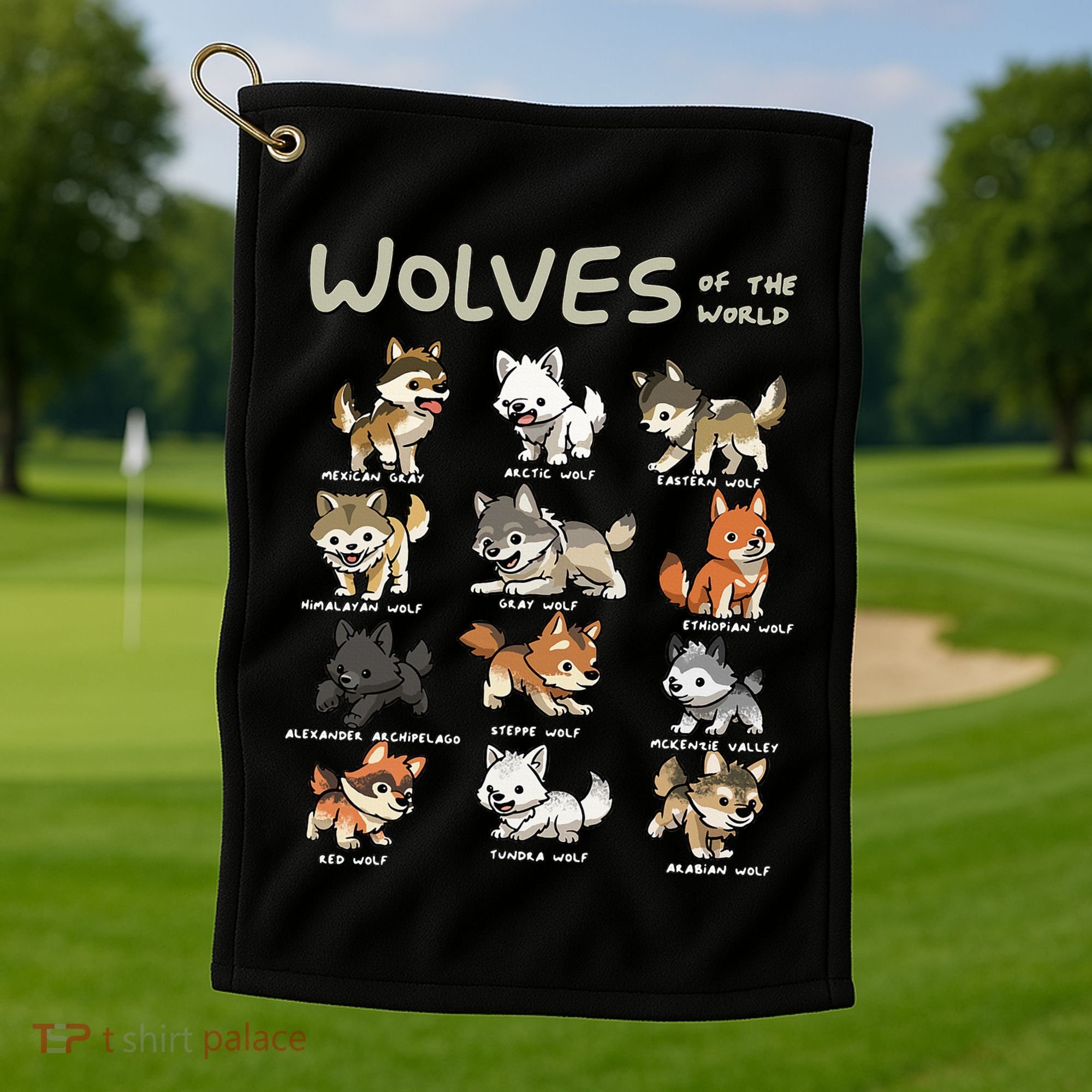 Chibi Wolf Wolves Animals Of The World Wolf Lover Golf Towel