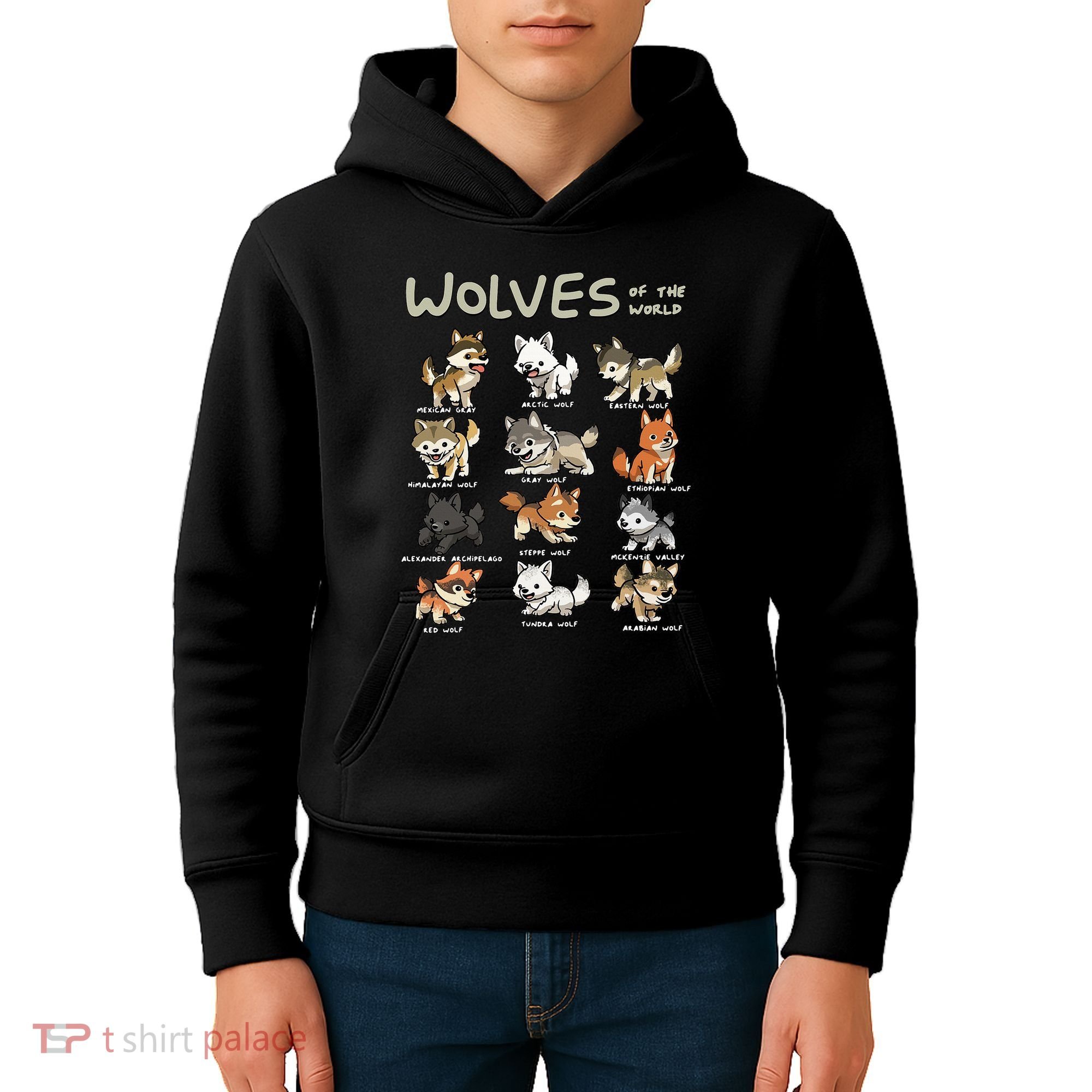 Chibi Wolf Wolves Animals Of The World Wolf Lover Kids Hoodie