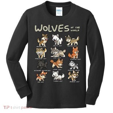 Chibi Wolf Wolves Animals Of The World Wolf Lover Kids Long Sleeve Shirt