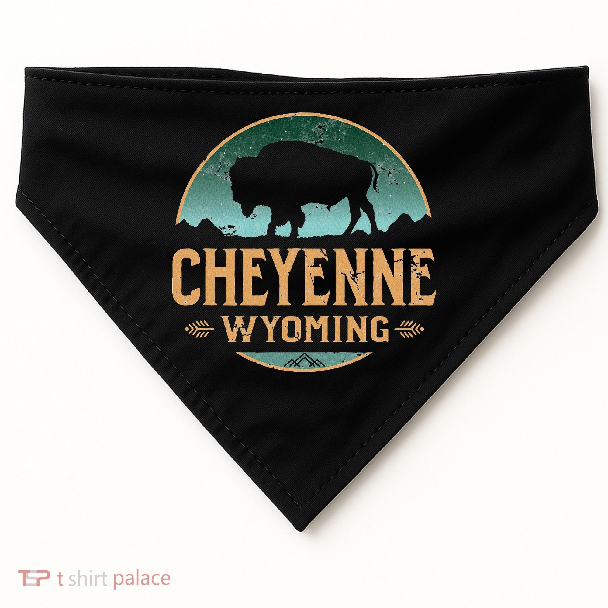 Cheyenne Wyoming WY Buffalo Bison USA-Made Doggie Bandana
