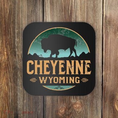 Cheyenne Wyoming WY Buffalo Bison Coaster