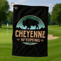 Cheyenne Wyoming WY Buffalo Bison Golf Towel thumb 1