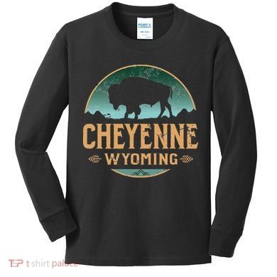 Cheyenne Wyoming WY Buffalo Bison Kids Long Sleeve Shirt