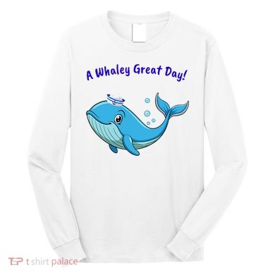 Cute Whale With Sailor Hat Long Sleeve Shirt