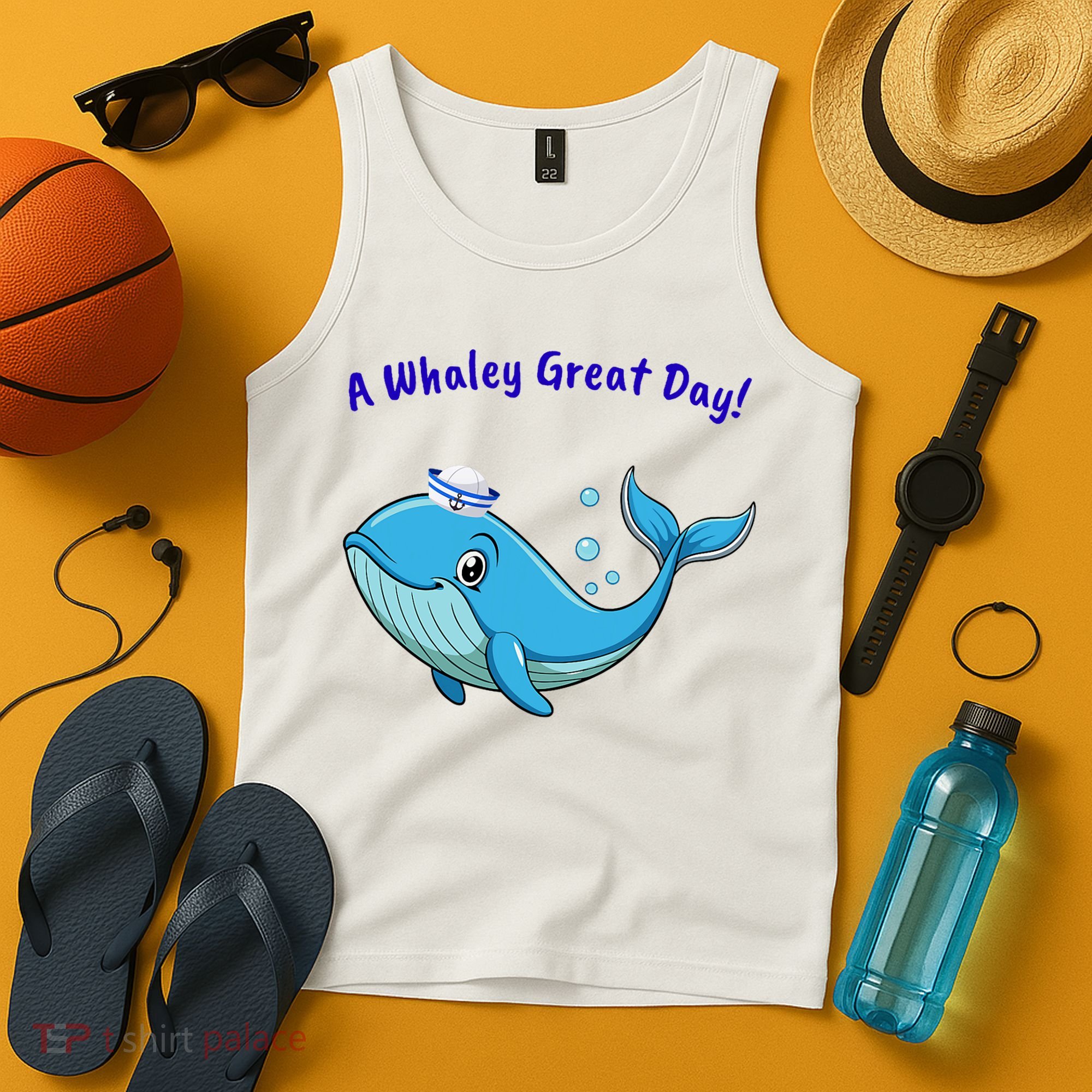 Cute Whale With Sailor Hat Tank Top