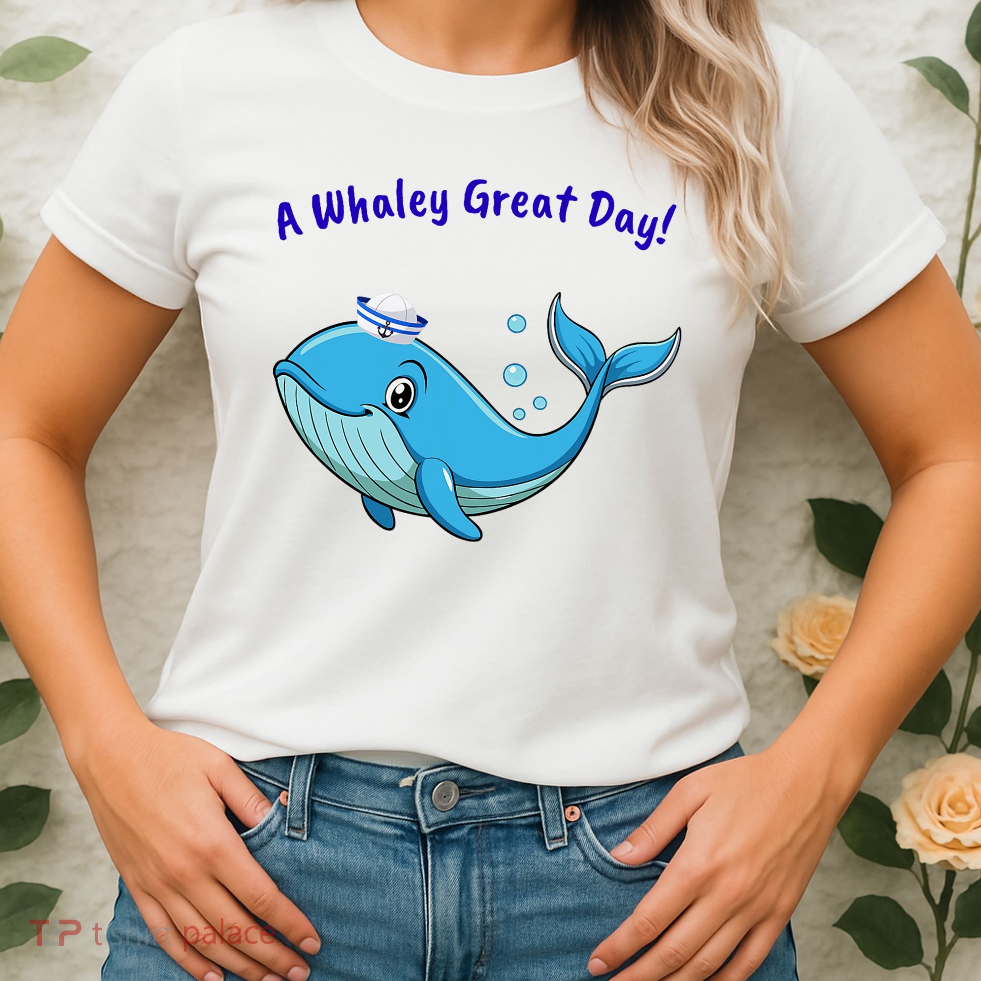 Cute Whale With Sailor Hat Women's T-Shirt