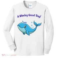 Cute Whale With Sailor Hat Kids Long Sleeve Shirt thumb 0