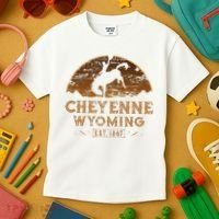 Cheyenne Wyoming WY Rodeo Cowboy Kids T-Shirt thumb 3