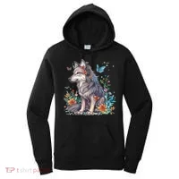 Cute Wolf With Flowers I Wolf Women's Hoodie thumb 0