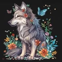Cute Wolf With Flowers I Wolf Toddler Hoodie thumb 2