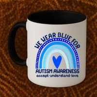 Cute We Wear Blue For Autism Awareness Accept Understand Love Coffee Mug thumb 2