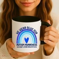 Cute We Wear Blue For Autism Awareness Accept Understand Love Coffee Mug thumb 3