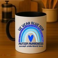 Cute We Wear Blue For Autism Awareness Accept Understand Love Coffee Mug thumb 4