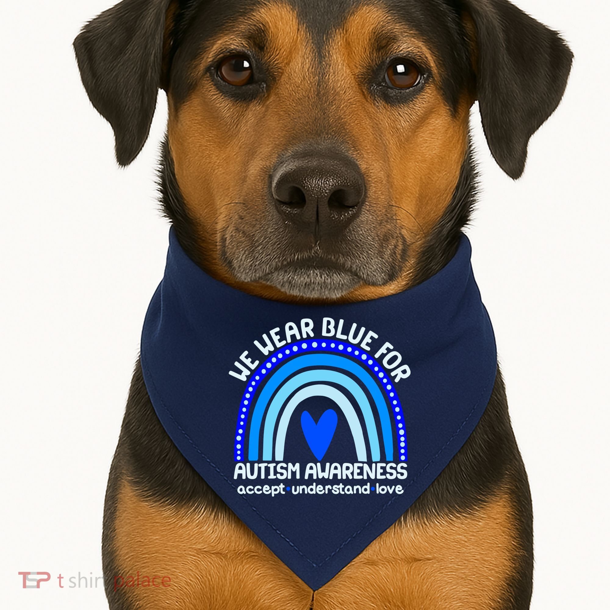 Cute We Wear Blue For Autism Awareness Accept Understand Love USA-Made Doggie Bandana