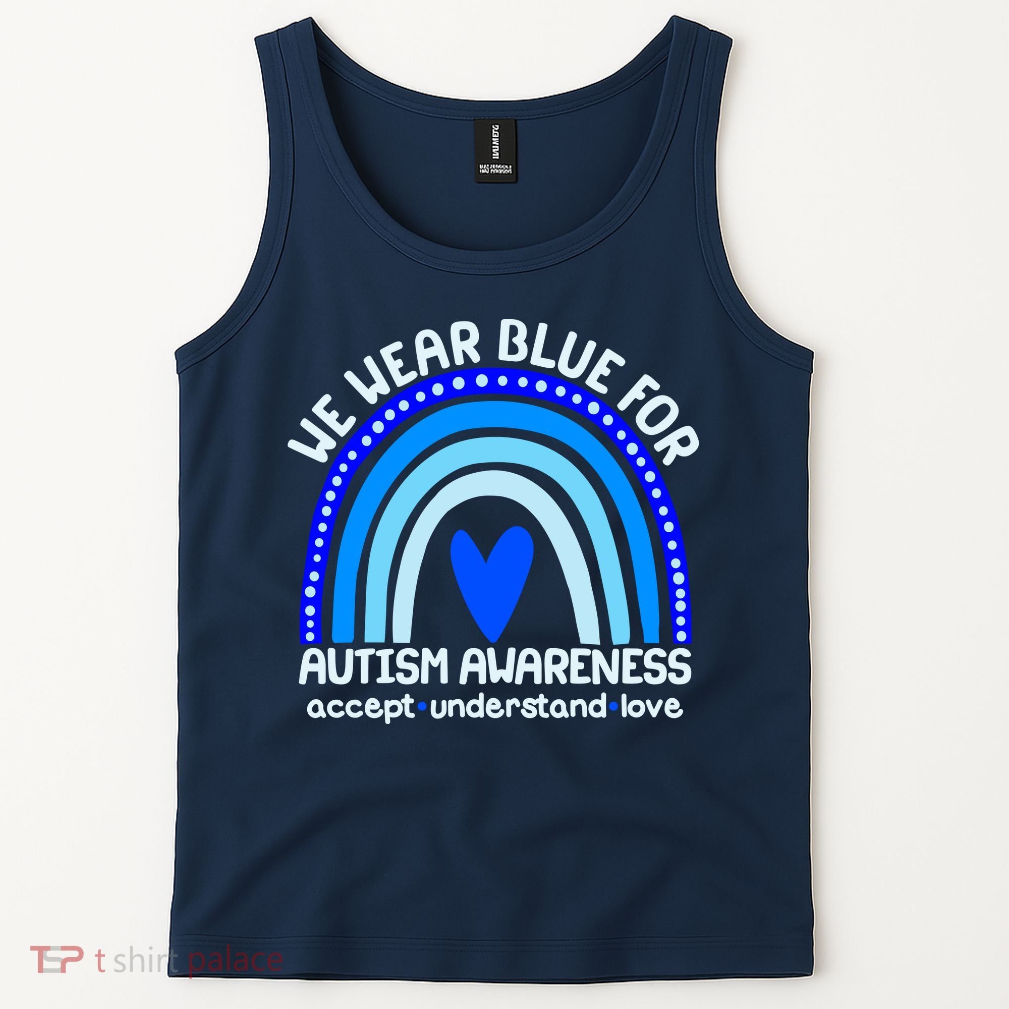 Cute We Wear Blue For Autism Awareness Accept Understand Love Tank Top