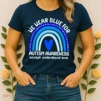 Cute We Wear Blue For Autism Awareness Accept Understand Love Women's T-Shirt thumb 2
