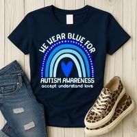 Cute We Wear Blue For Autism Awareness Accept Understand Love Women's T-Shirt thumb 3