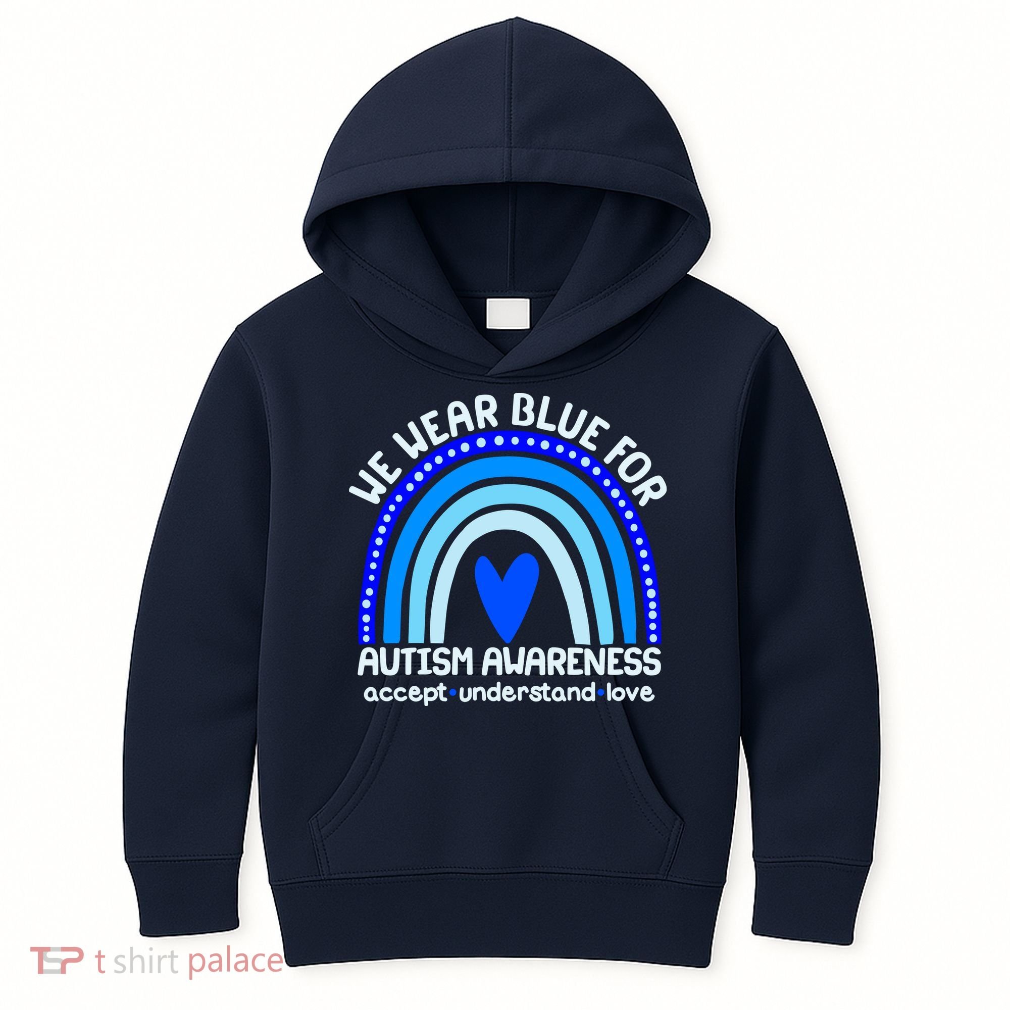 Cute We Wear Blue For Autism Awareness Accept Understand Love Kids Hoodie