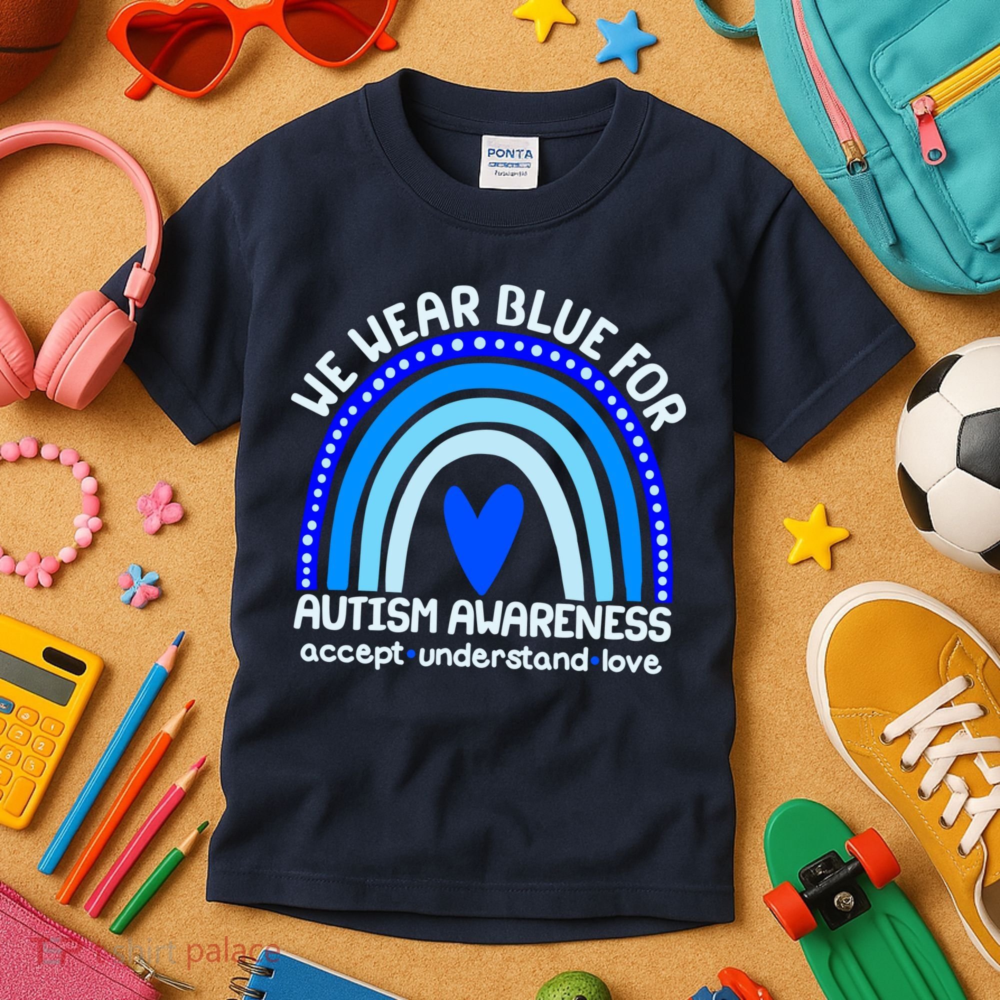 Cute We Wear Blue For Autism Awareness Accept Understand Love Kids T-Shirt