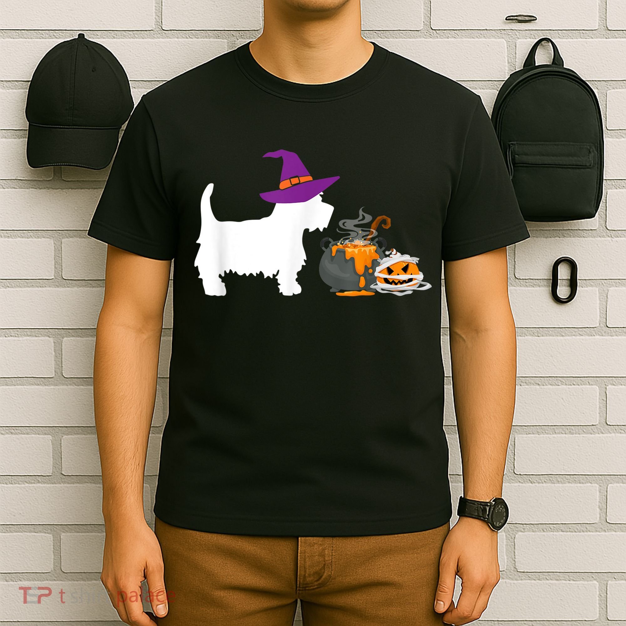 Cute Westie Wizard Hat Halloween Funny Dog Owner Costume T-Shirt