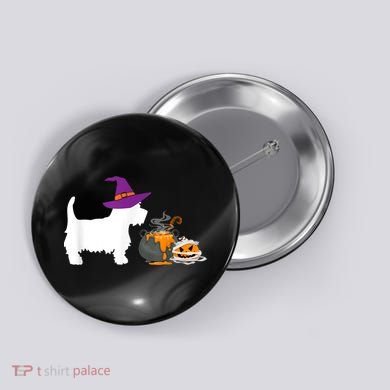 Cute Westie Wizard Hat Halloween Funny Dog Owner Costume Button
