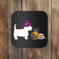Cute Westie Wizard Hat Halloween Funny Dog Owner Costume Coaster thumb 0