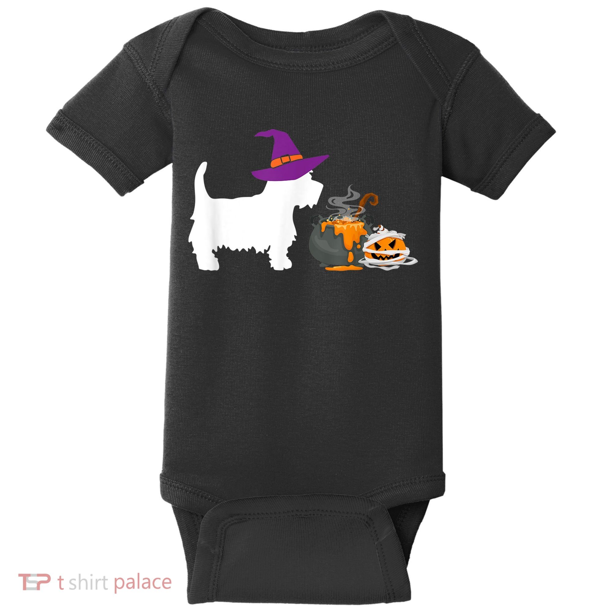 Cute Westie Wizard Hat Halloween Funny Dog Owner Costume Baby Bodysuit