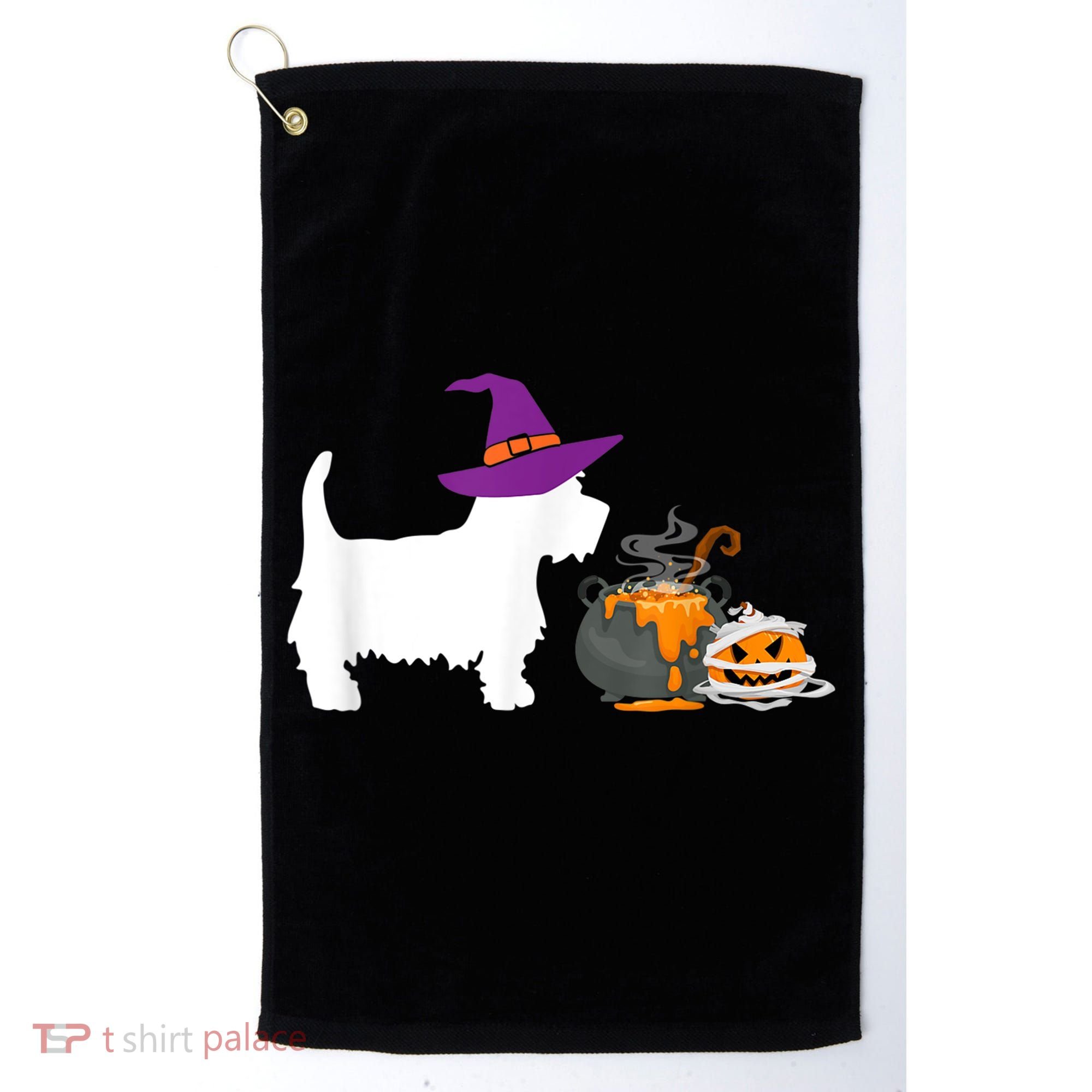Cute Westie Wizard Hat Halloween Funny Dog Owner Costume Golf Towel