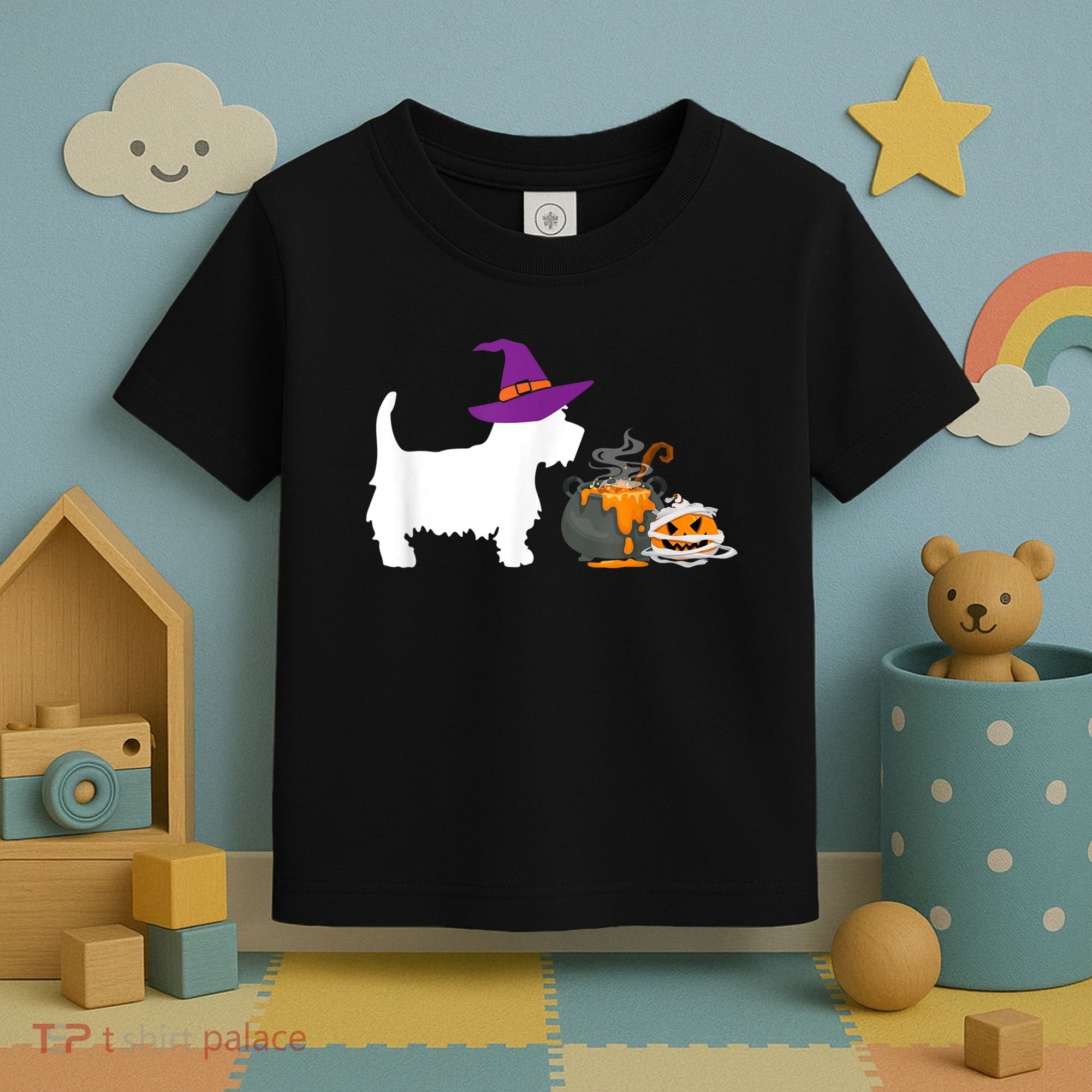 Cute Westie Wizard Hat Halloween Funny Dog Owner Costume Toddler T-Shirt