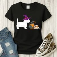 Cute Westie Wizard Hat Halloween Funny Dog Owner Costume Women's T-Shirt thumb 3